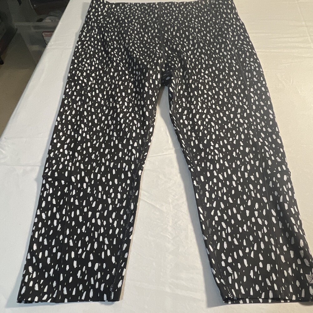 NIC+ZOE Active Women’s High Rise Ankle Leggings Pockets Spotted L Black/White
